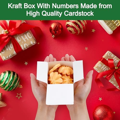ONESING 24 Pcs DIY Christmas Advent Calendar Boxes for 2026, 24 Days Countdown Calendar Gift for Adults and Kids Christmas Cardboard Number Boxes Make & Fill Your Own Advent Calendar Boxes