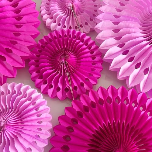 Pink Decorations for Party Paper Honeycomb Fans Hot Pink 10Pcs