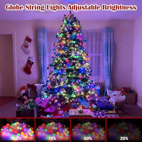33FT 100LED Christmas Lights Plug in 8 Modes Globe Lights with Remote