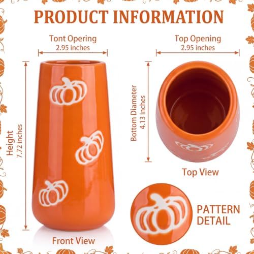 Vesici Fall Ceramic Pumpkin Vase 7.8" H Table Centerpieces for Flowers