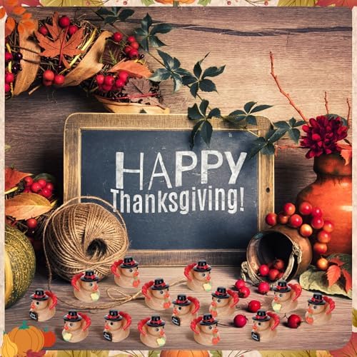 60 Pcs Thanksgiving Mini Resin Ducks, Tiny Turkey Ducks