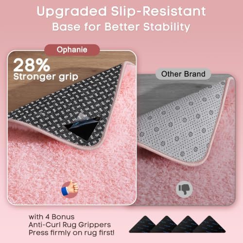 Ophanie Pink Area Rugs for Bedroom Girls, 6x9 Kids Fluffy Fuzzy Furry Shag Carpet, Plush Soft Cute Baby Shaggy Bedside