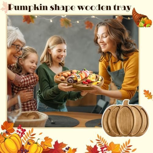 Sliner Pumpkin Charcuterie Board Wooden Fall Serving Platter Tray Dishes
