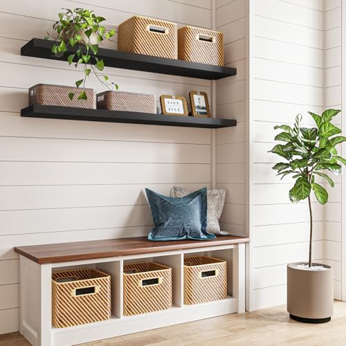 Fixwal Floating Wall Shelves for Decor (Black, Set of 2, 47.2Inch)