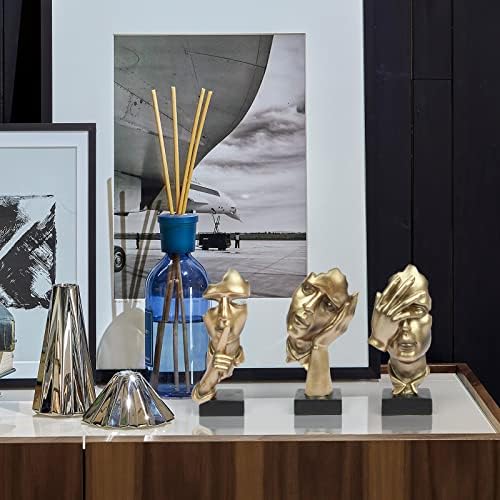 prosfalt 3 Pcs Thinker Statue, Silence is Gold Abstract Art Figurine, No Hear No See No Speak Modern Home Resin
