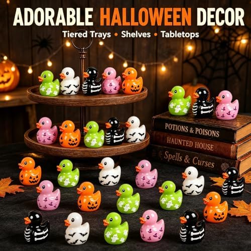 120Pcs Halloween Mini Resin Ducks Miniature Halloween Trinkets