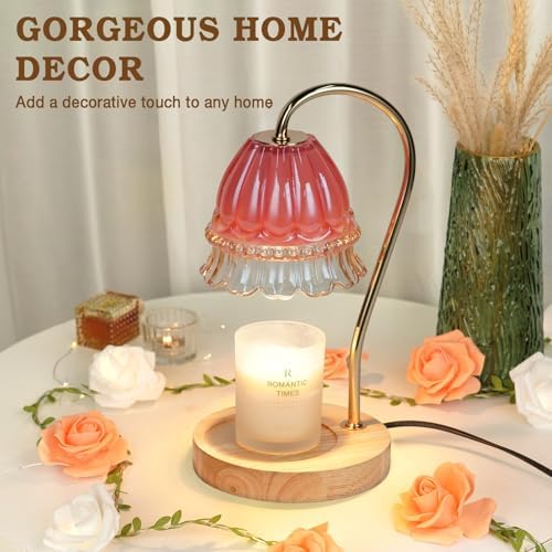 Funistree Flower Candle Warmer Lamp with Timer, Dimmable Candle Lamp Warmer, Christmas Birthday Gifts for Women Mom