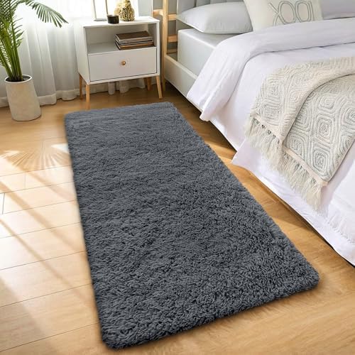 OLANLY 3x11 Machine Washable Runner Rugs for Hallway, Soft Fluffy Shaggy Bedside Rugs for Bedroom, Living Room, Indoor