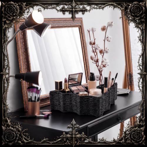 Gothic Bathroom Decor Bat Black Bat Basket Woven Paper Rope Halloween Tray