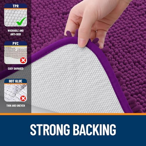 OLANLY Bathroom Runner Rugs 47x17, Extra Soft Absorbent Chenille Bath Rugs