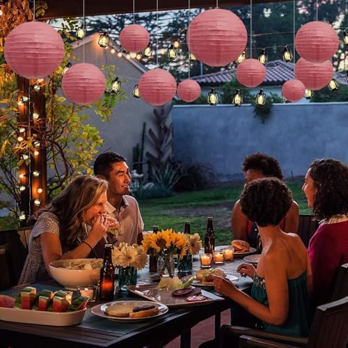 20Pcs Burgundy Paper Lanterns for Parties, 4” 6” 8” 10” 12” Chinese Asian Hanging Round Paper Lanterns for Birthday Wedding Halloween Christmas Home Decor Party Decor