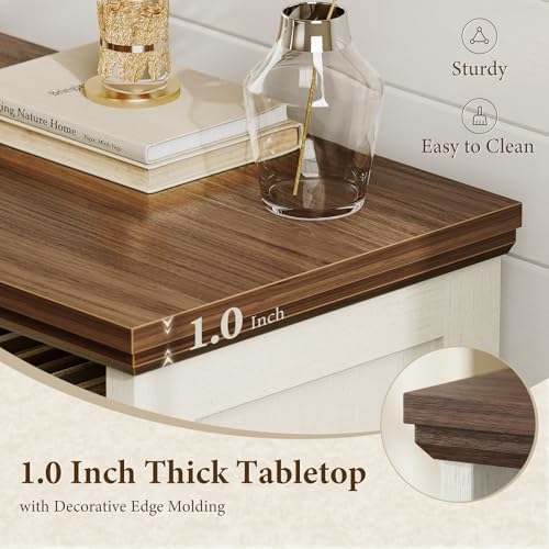 OffiGo 8 Cube Organizer Bookcase, Cube Shelf with Storage, Walnut + White