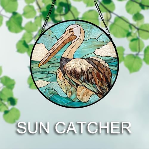 DASTOLL Stained Glass Window Hanging 4 Pcs Set Cyan Ocean Life Theme Large 11.8" - Sea Starfish Suncatcher Door Garden Sun Catcher Decor Birthday for Mom Woman Nana Men Friend