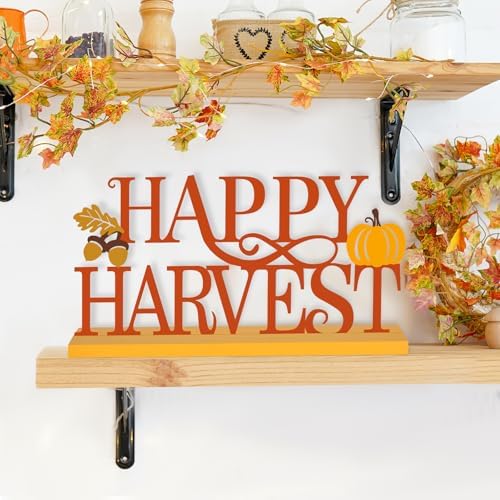 Metal Happy Harvest Sign Decorations for Home Party Shelf Mantel
