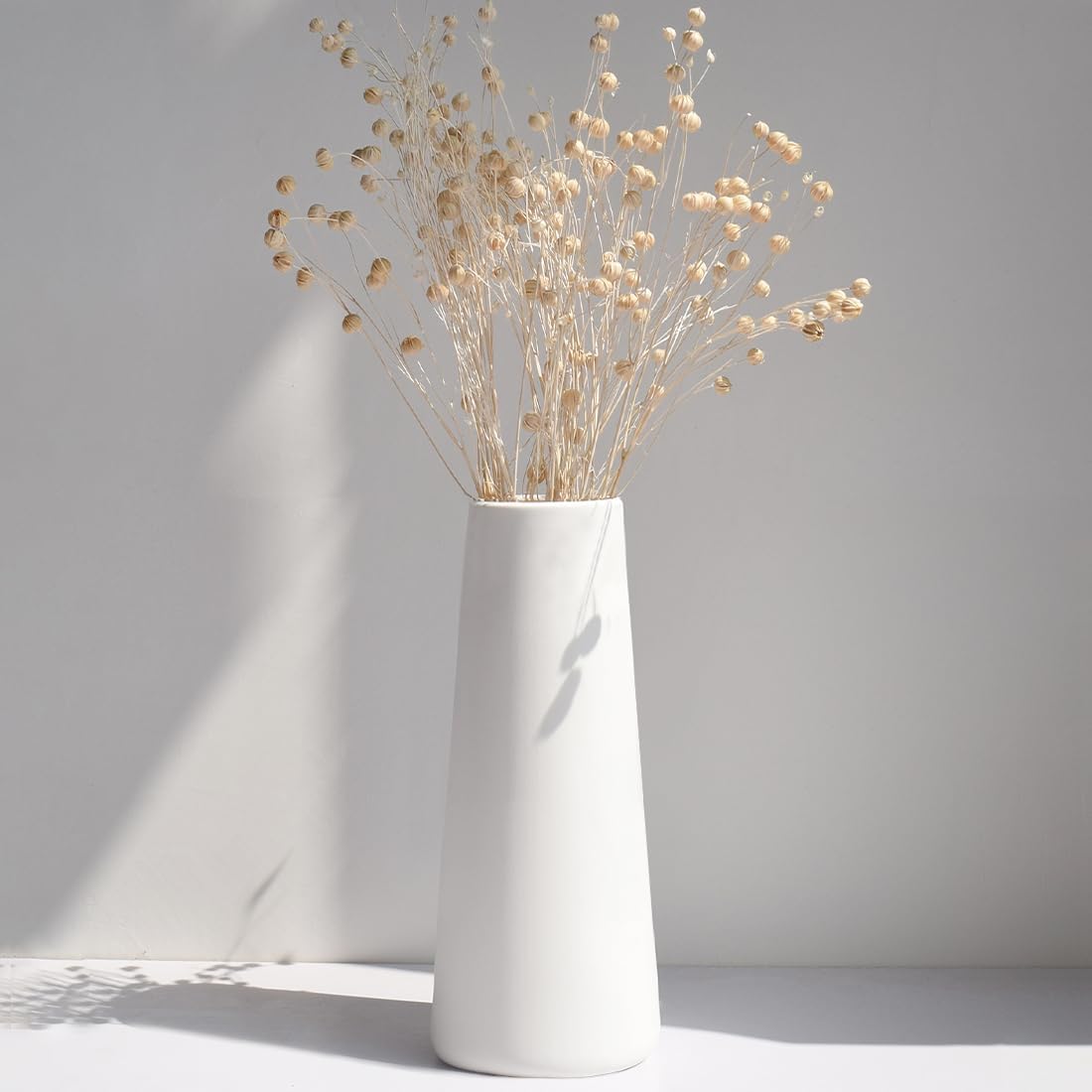 Simple Modern Ceramic Vase / Large: 10 Inches / White / 10 Inch