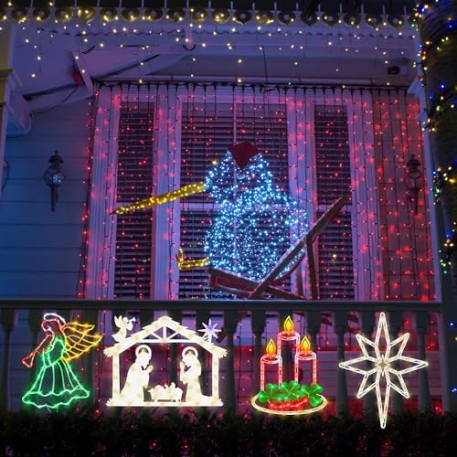 TRWYMZ Christmas Decorations - 16" Christmas Window Silhouette Lights