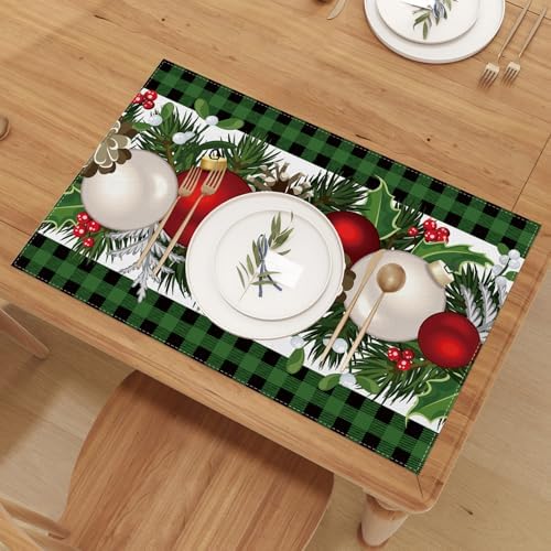 Jiudungs Christmas Placemats Set of 4, Xmas Decorations for Home Decor