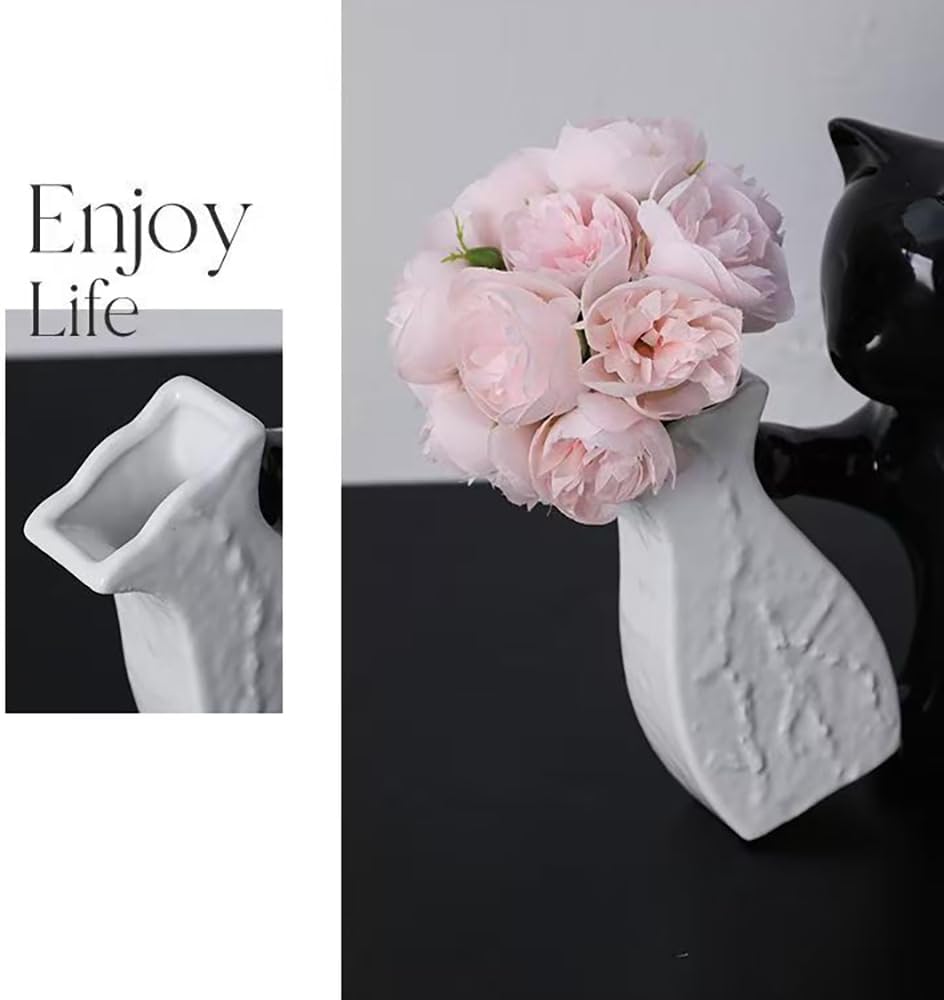 Cat Figurines Statue Figurine Ceramics Cat Decor Home Office Desk Decor Gift for Cat Lovers / Black