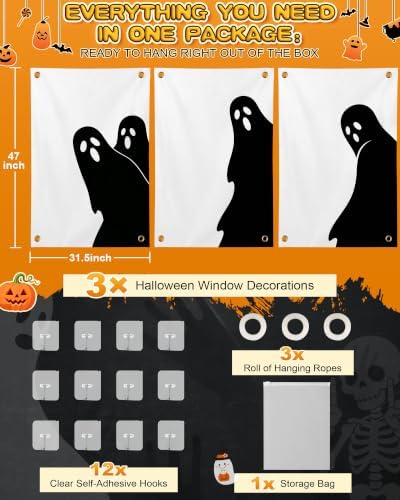Halloween Window Decorations Tall Ghost Window Silhouettes 3 Pack