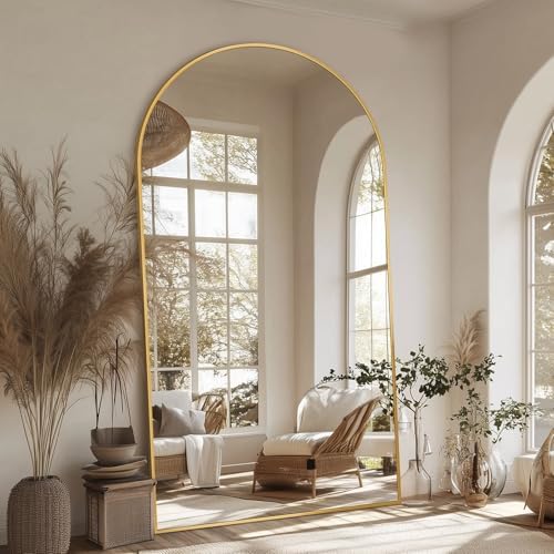 Antok 82" x44” Arched Full Length Mirror, Floor Mirror with Stand, Gold