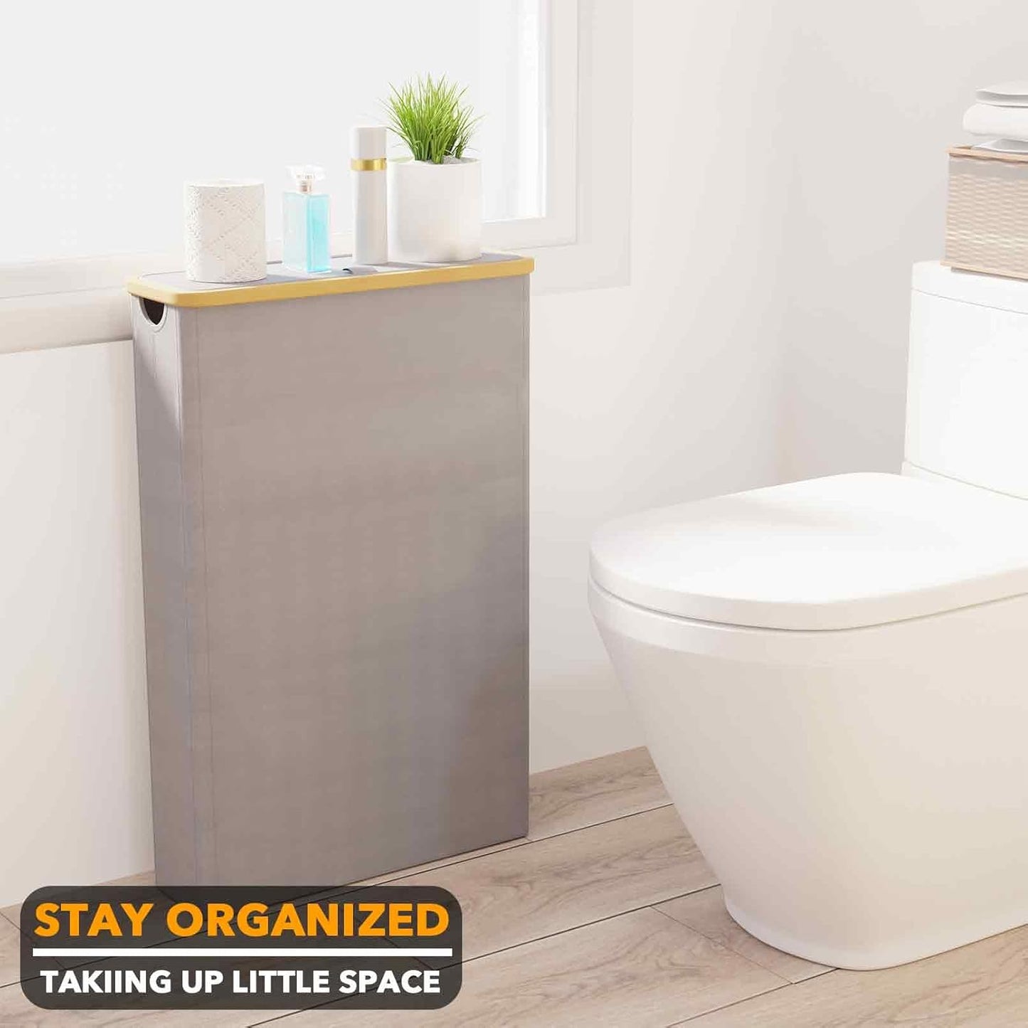 SpaceAid Extra Large Toilet Paper Storage with Lid, Hold up to 24 Regular Rolls or 18 Mega Rolls, Slim Toilet Paper
