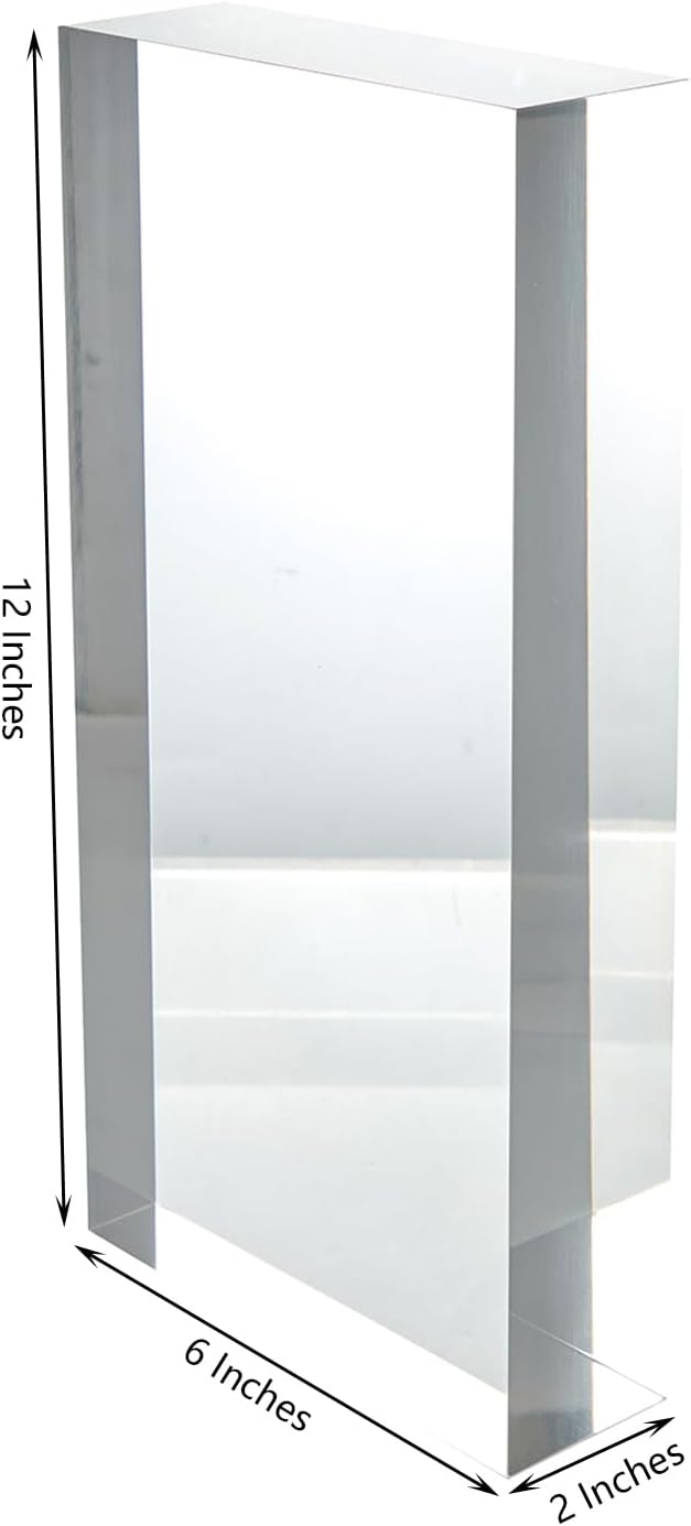 CiaoHER 2in Thickness Solid Acrylic Cube Display Block 2"x6"x12" | Clear Polished, Pedestal Stand Riser, Solid Base, 1