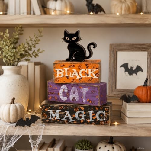 Black Cat Halloween Decor Indoor, Halloween Table Decorations for Home