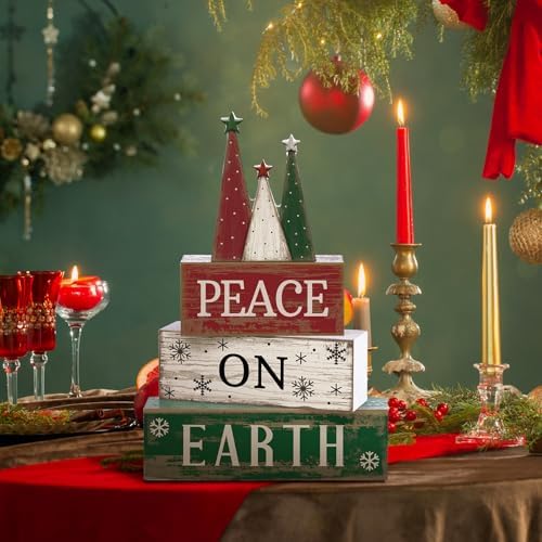 Lineshading 4 Pcs Christmas Table Decoration Wooden Christmas Tree Signs