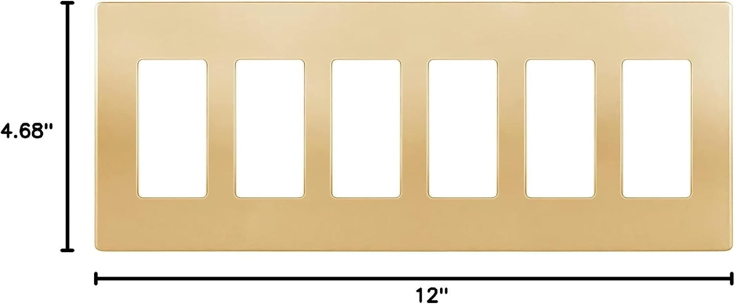 ENERLITES 6-Gang Gold Screwless Decorator Switch Outlet Wall Plate Cover