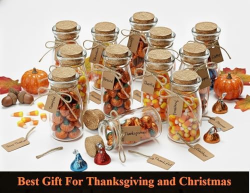 Otis Classic Small Glass Jars with Lids – Set of 12 Mini Glass Bottles with Corks for Halloween Decorations Fall Décor Wedding & Party Favors, Halloween DIY Crafts, Potions, Spices & Candy, 3.4 oz