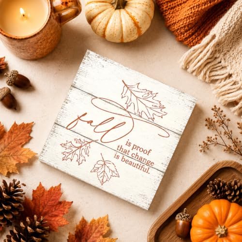 Fall is Proof That Change is Beautiful Sign | Minimal Leaf Wall Art