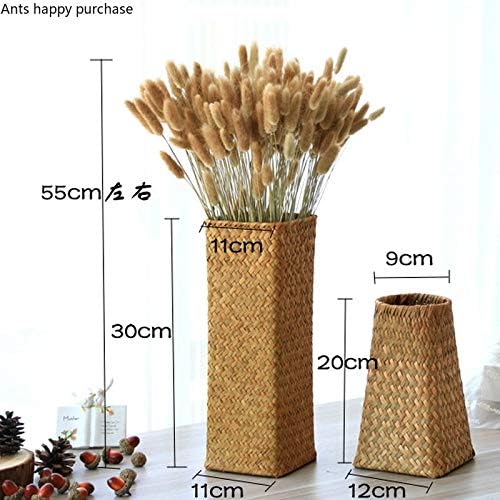 Seaweed Weave Basket Pastoral Rattan Vase Bamboo Weaving Room Flower Arranger / A / Natural