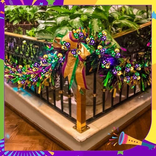 Syhood 12 Sets 7.9 Inch Mardi Gras Ball Picks and Sprays, Purple Green Gold