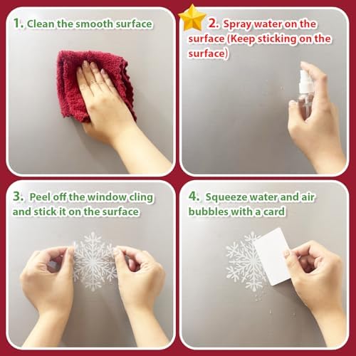 NEWMIAO Christmas Window Cling Stickers, 9 Sheets White Window Clings Reindeer Snowflake Santa Claus Christmas Tree Snowman Xmas Decals for Holiday Decorations Home Decor Party Supplies