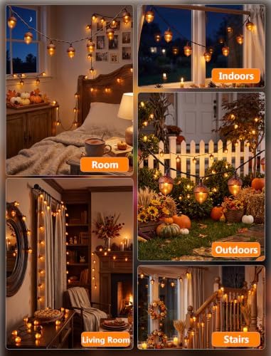 8.5 FT Fall String Lights with 10 LED 3D Acorn Plug in Autumn Décor Lights