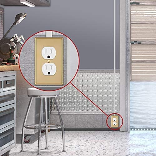 ENERLITES Duplex Receptacle Metal Wall Plate, Stainless Steel Outlet Cover, Corrosion Resistant, Size 1-Gang 4.50" x
