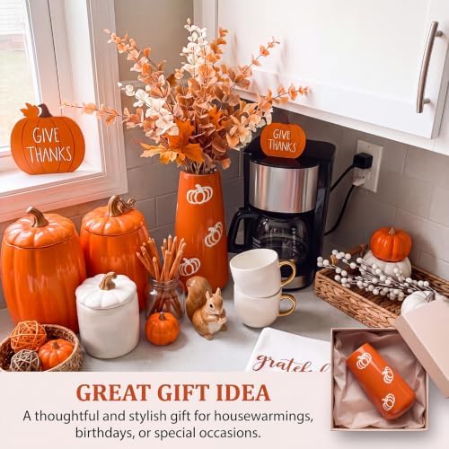Vesici Fall Ceramic Pumpkin Vase 7.8" H Table Centerpieces for Flowers