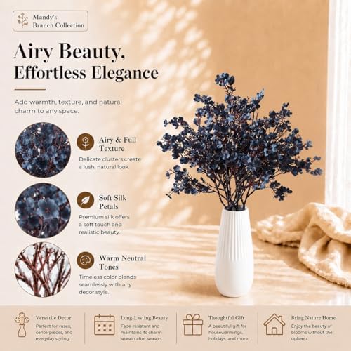 Mandy's 6 Bundles Artificial Dusty Blue Baby’s Breath Flowers