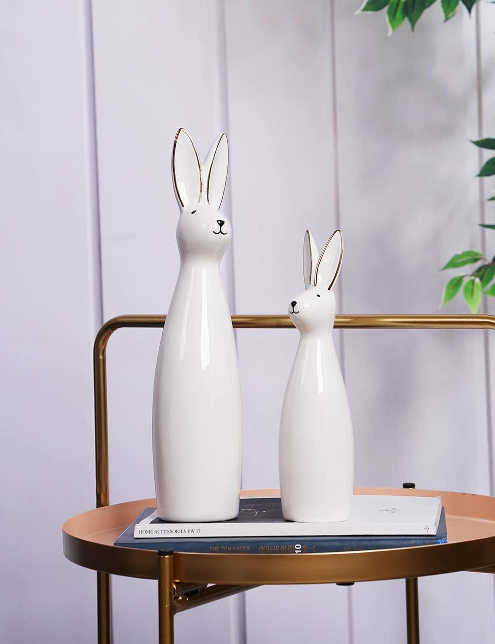 Rabbit Sculpture Bunny Figurine Statue Modern Decor Art Animal Gift / Set of 2