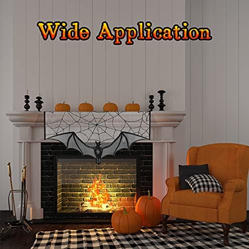 Tatuo 3 Pcs Halloween Black Lace Valances Spiderweb Bat Mantle Scarf