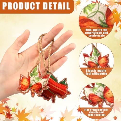 SmoothNovelty 24 Pcs Fall Felt Ornaments Maple Leaf Autumn Tree Decor