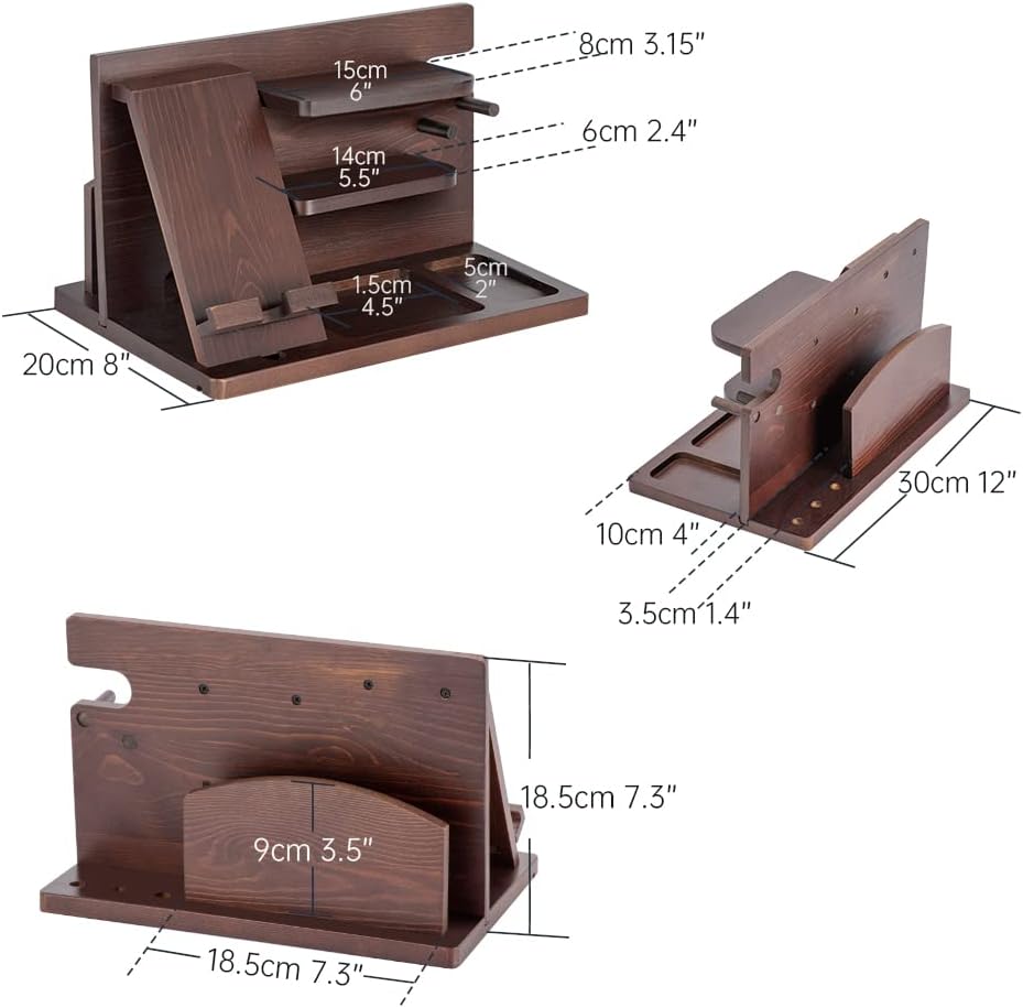 Gifts for Men Bedside Organiser Wood Phone Docking Station Dad Birthday Gifts for Him Nightstand Key Wallet Watch Stand