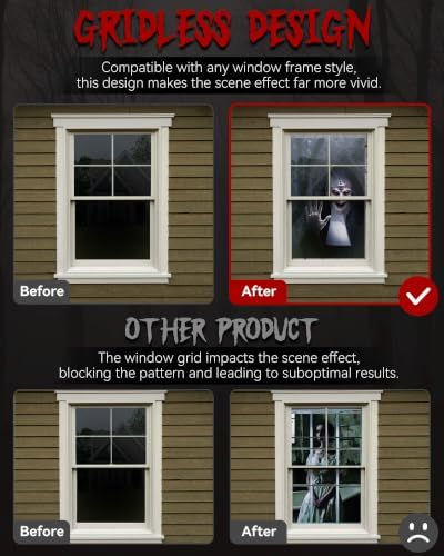 2pcs Halloween Window Cover Decor, Scary Ghost Curtain Outdoor