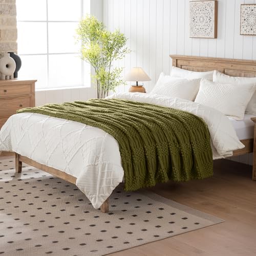 90x104 Inch Green King Size Blanket - Soft & Fluffy Fleece, Neutral Tan Color, Cute & Aesthetic, Perfect for Sofa