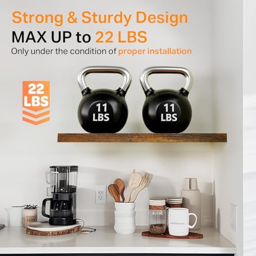 BAYKA Rustic Brown Floating Shelves 15.7in, Set of 4, Wall Mount Wood Shelf