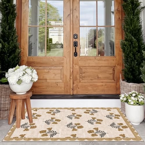 Floral Outdoor Rug, 28"x43" Front Door Mat Indoor Outside Entrance