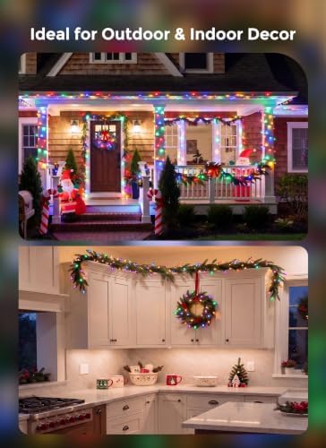 Minetom Multicolor Christmas String Lights 200 Count 40 Feet, Green Wire