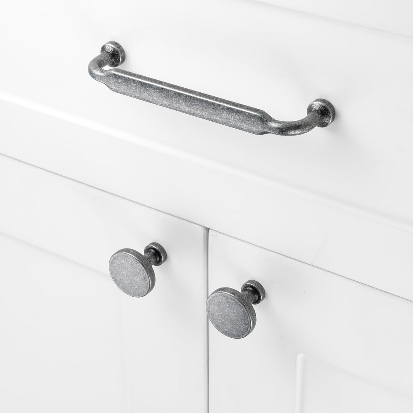 Cabinet Pulls Antique Cabinet Handles / 7-1/2" Hole Centers / Classic / Antique Iron / Silver