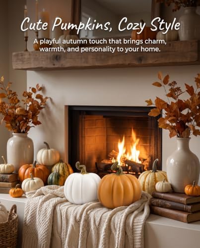 Set of 2 Fall Decorations for Home Resin Decorative Pumpkin Decor 4''