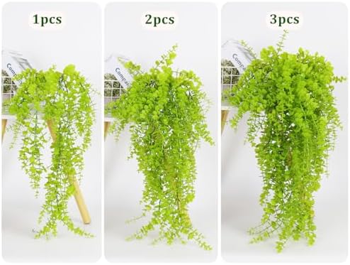 RECUTMS Fake Hanging Plants Faux Vines Leaves Artificial Green Money Plants